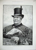 Old Antique Print 1884 Man Christmas Goose Hamper Uniform Percy Tarrant 19th