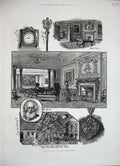 Original Old Antique Print 1884 London City Guilds Court Room Master Man Garden