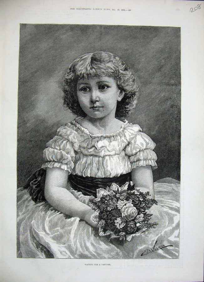 Original Old Antique Print 1884 Walker Fine Art Portrait Beautiful Little Girl