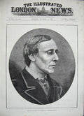 Original Old Antique Print 1884 Portrait Henry Fawcett Postmaster General Man
