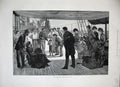 Original Old Antique Print 1884 Morant Cox Fine Art People Ship Deck Little Boy