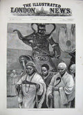 Original Old Antique Print 1884 Buddhist Monks Ku-Shan Monastery Men Fine Art