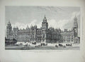 Old Antique Print 1884 View Government Offices Whitehall War Department 19th