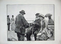 Original Old Antique Print 1884 King Fine Art Sea-Side People Holiday Men Women