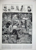 Old Antique Print 1884 Goodwood Horse Racing Sport People Dogs Fine Art 19th