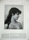 Original Old Antique Print 1884 Jenisek Fine Art Portrait Beautiful Gipsy Girl