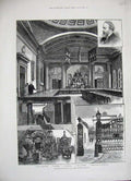 Old Antique Print 1884 London City Guilds Salter'S Company Master Stairs 19th