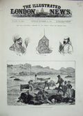 Original Old Antique Print 1884 Nile War River Boat Siers Camel Corps Shiek