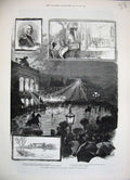Original Old Antique Print 1884 Holberg Festival Copenhagen Tinker Sier Thyboe