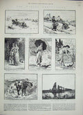 Old Antique Print 1884 Winter Exhibition Paintings Dudley French Tooth 19th
