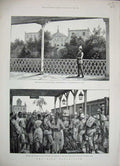 Old Antique Print 1884 River Nile Palace Kasr-El-Noussa Wolseley Railway 19th