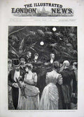 Antique Old Print 1884 Princess Wales Flowers Health Exhibition Furniture 19th