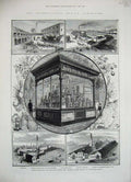 Antique Old Print 1884 Health Exhibition Moir Leadenhall Pears Soap Chair 19th