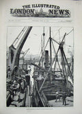 Old Antique Print 1884 Shipping Woolwich Souakim Railway Ship Albacore 19th