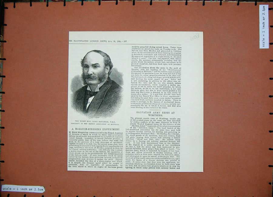 Antique Print *0242 1884 Portrait Lord Rayleigh President British Montreal