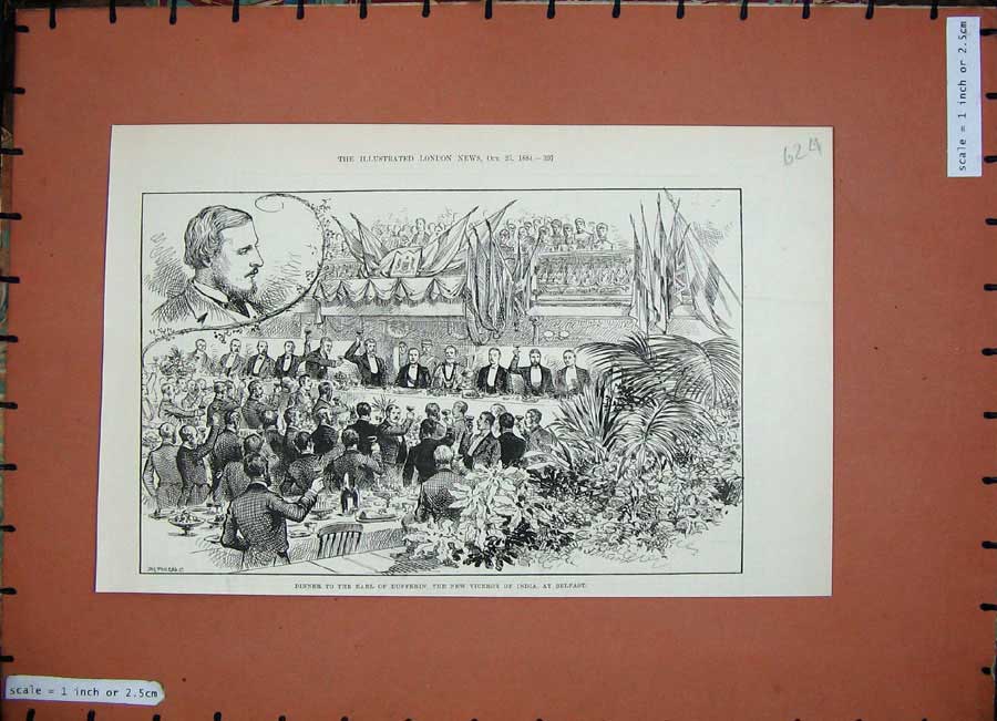 Antique Print *0243 1884 Dinner Earl Dufferin Viceroy India Belfast Ireland
