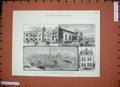 Original Old Antique Print 1884 Bridge Grammar School Beford Buildings England