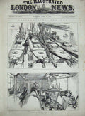 Original Old Antique Print War 1885 Torpedo Boats Ship H.M.S Hecla Colossus