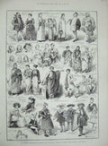 Original Old Antique Print 1885 Costume Ball Prince'S Hall Piccadilly Hogarth