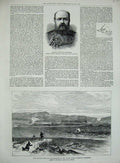 Old Antique Print 1885 General Komaroff Russian War Bala Murghan Afghan 19th