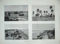 Original Old Antique Print 1885 Khartoum Fort Palace River Nile 19th