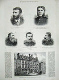Old Antique Print 1885 Offices Bouverie Fleet Pain Benbow Waller Turner 19th