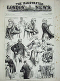 Old Antique Print 1885 House Commons Debate Vote Censure Harcourt Dilke 19th