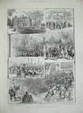 Old Antique Print 1885 Festivities Prince Albert Victor Wales Sandringham 19th