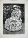 Old Antique Print 1885 Gunning King Fine Art Ladies Women Garden Flowers 19th