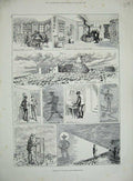 Original Old Antique Print 1885 Ben Nevis Observatory Scotland Telegraphing Men