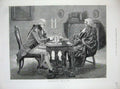 Original Old Antique Print 1885 Dadd Fine Art Men Sitting Table Candle 19th