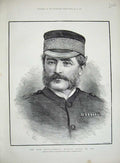 Original Old Antique Print 1885 Portrait Major-General William Earle War Man