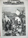 Old Antique Print 1885 Earthquake Spain People Granada Wooden Huts Tents 19th