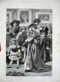 Original Old Antique Print 1885 Fine Art Childrens Fancy Dress Costumes Walker