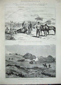 Old Antique Print 1885 War Soudan Hasheen Horse Artillery Battle Souakim 19th