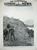 Old Antique Print 1885 Canada Captain French Train Railway Hudson Lake 19th