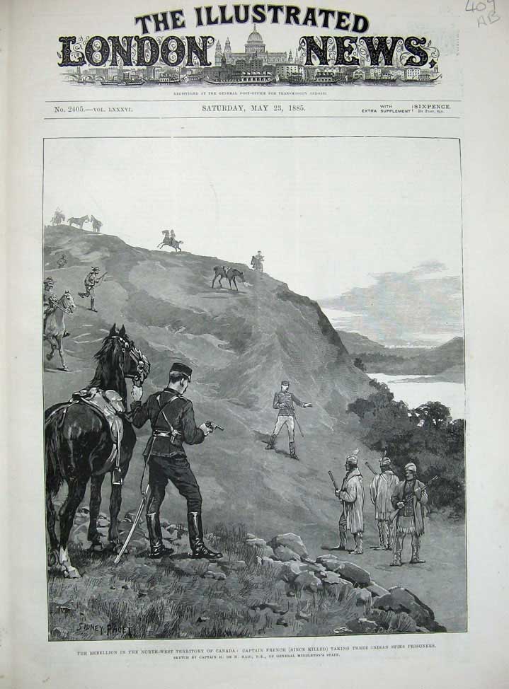 Old Antique Print 1885 Canada Captain French Train Railway Hudson Lake 19th
