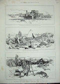 Old Antique Print 1885 War Soudan Train Handoub Otao Monck Redoubt Ship 19th