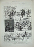 Old Antique Print 1885 War Soudan Korti Camel Liverpool Muntjac Nusshi 19th