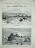 Old Antique Print 1885 Afghan War Murghab Kibitkas Citadel Fort Ak Tapa 19th