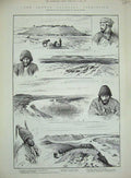 Old Antique Print 1885 Afghan War Kushk River Murghab Cossacks Komaroff 19th