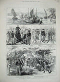 Old Antique Print 1885 Nile Melton Prior War Boat Hannek Cataract Abou 19th