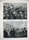 Original Old Antique Print 1886 Queen Liverpool Mayor Banquet Townhall Mersey