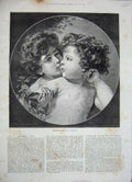 Original Old Antique Print 1886 Fine Art Brotherly Love Babies Richter 19th