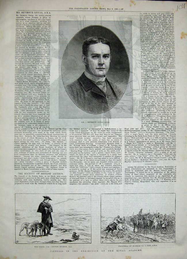 Old Antique Print 1886 Seymour Lucas Paintings Exhibition Royal Academy 19th