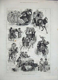 Original Old Antique Print 1886 Derby Day Horse Racing Sport Carriage Victorian