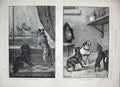 Original Old Antique Print 1886 Dadd Fine Art Puppy Dogs Monkey Window Man 19th