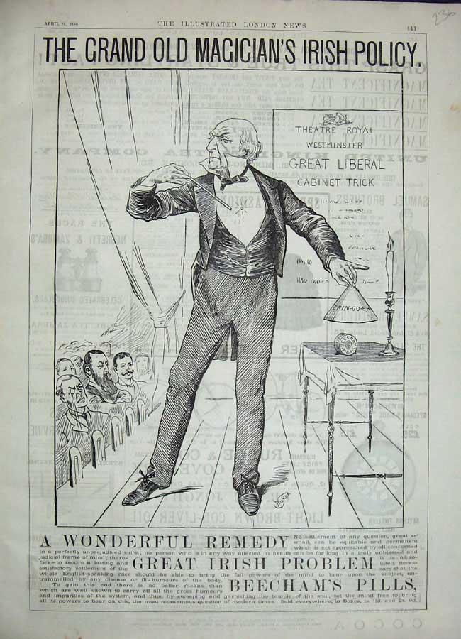Original Old Antique Print 1886 Advertisment Beechams Pills Westminster Liberal