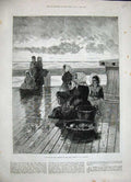 Old Antique Print 1886 Caffieri Fine Art Ladies Waiting Fishermen Baskets 19th