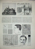 Original Old Antique Print 1886 College Indore India Statue Moorhouse Telegraph